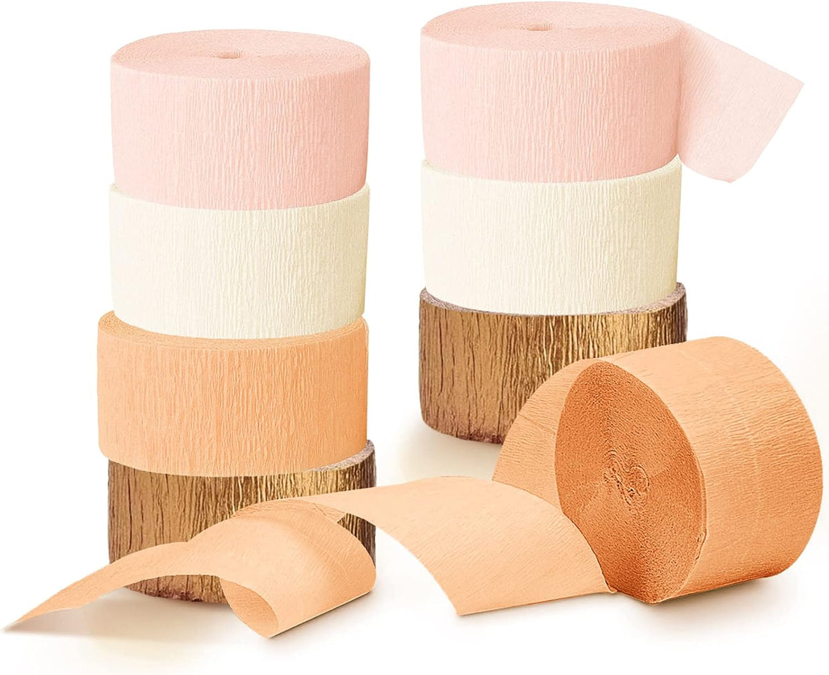 Pink Orange Gold Crepe Paper,8 PCS Streamers Party Decorations