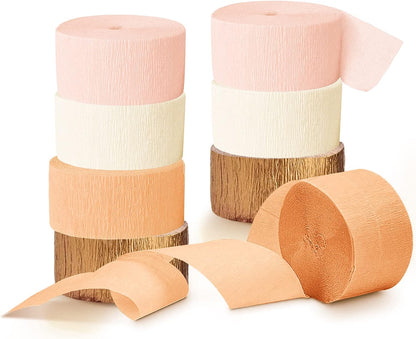 Pink Orange Gold Crepe Paper,8 PCS Streamers Party Decorations