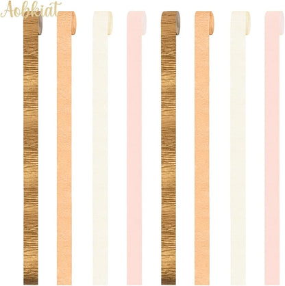 Pink Orange Gold Crepe Paper,8 PCS Streamers Party Decorations