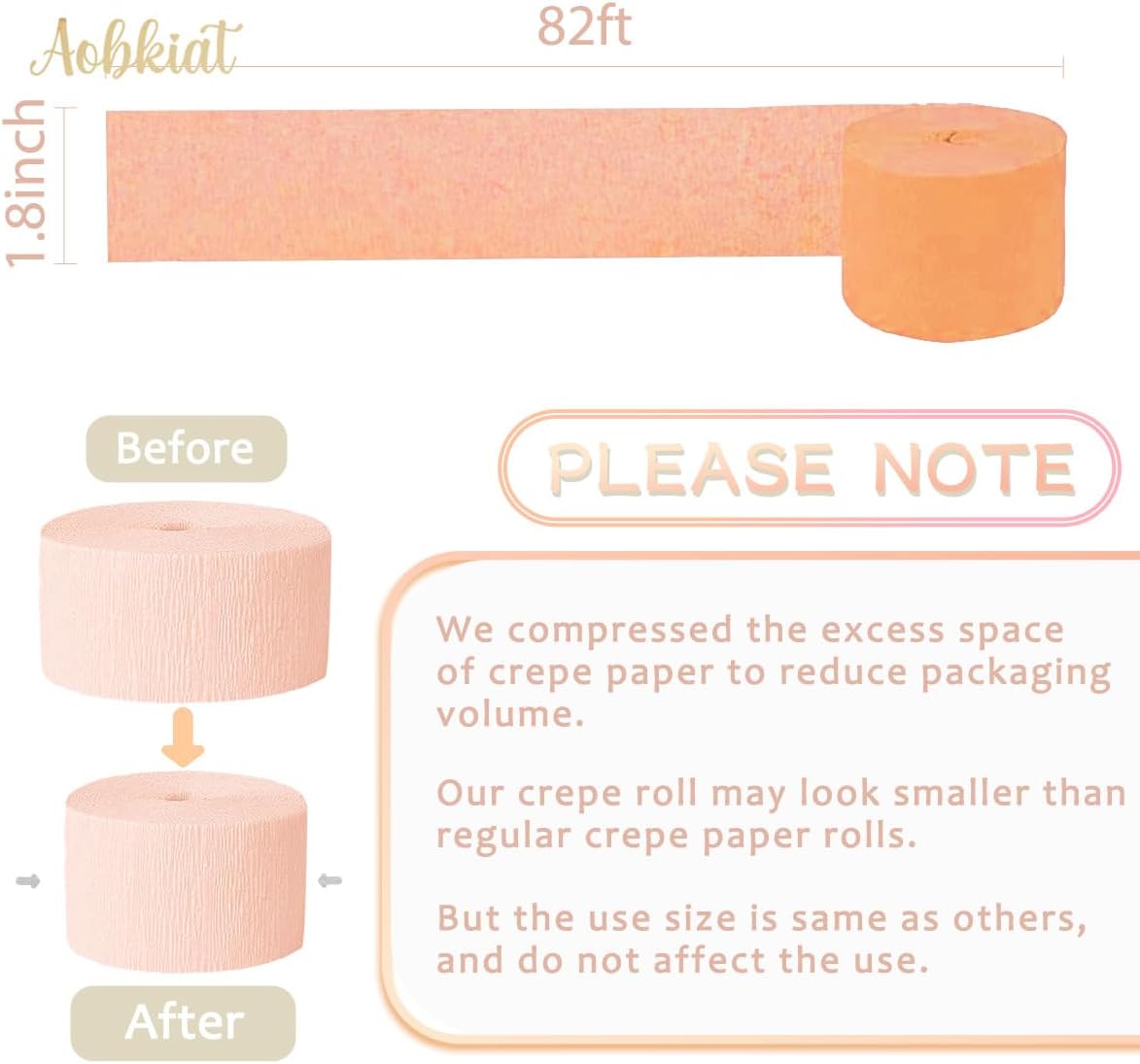 Pink Orange Gold Crepe Paper,8 PCS Streamers Party Decorations