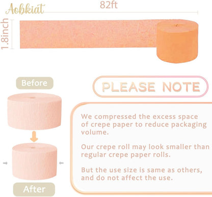 Pink Orange Gold Crepe Paper,8 PCS Streamers Party Decorations