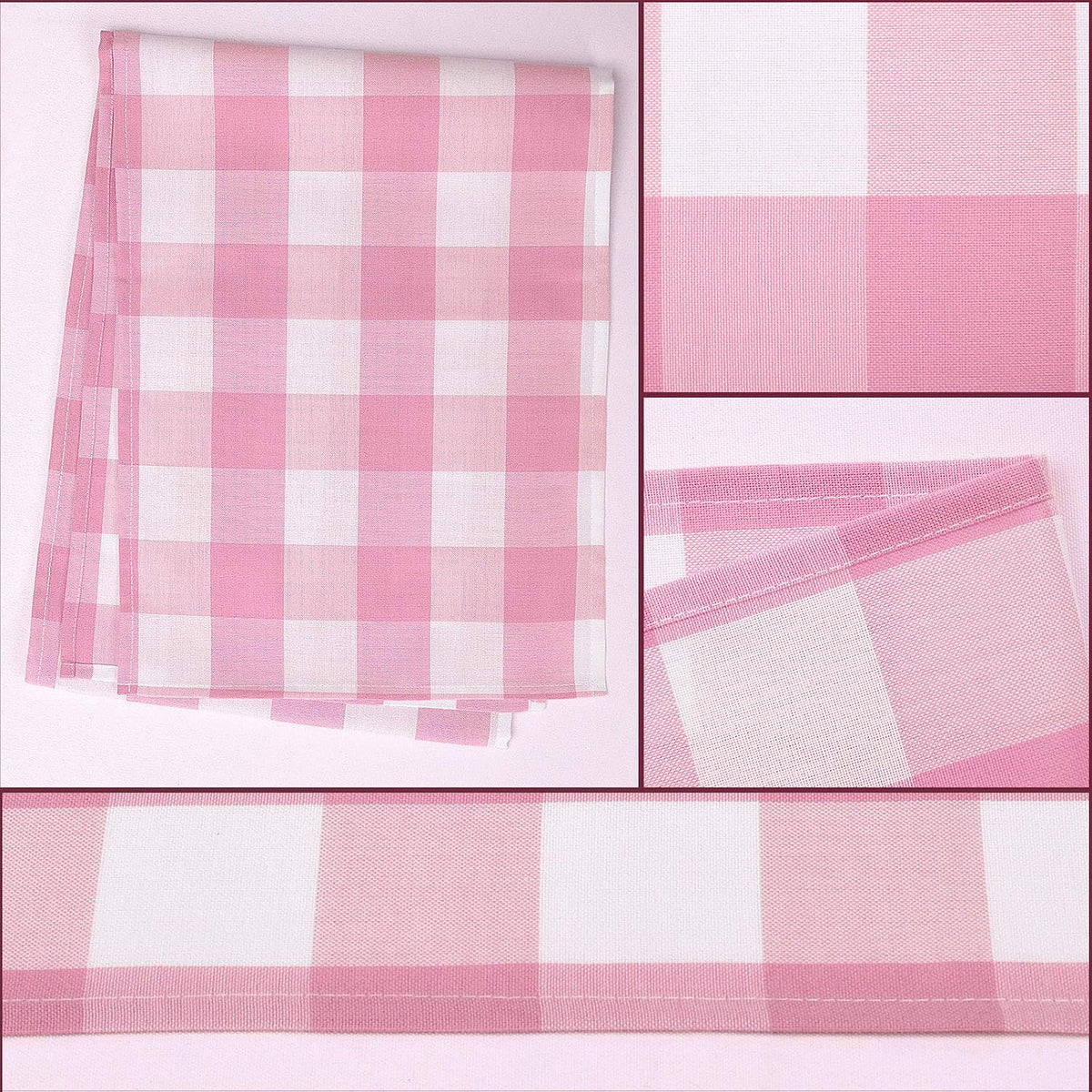 yuboo Pink and White Gingham Table Runner 72 Inch, Fall Plaid Home Decor