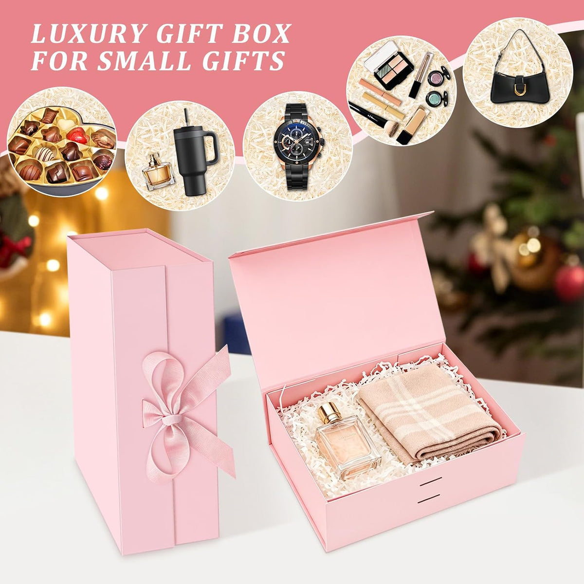 Pink Magnetic Gift Box for Present Medium Gift Boxes with Lid for Women