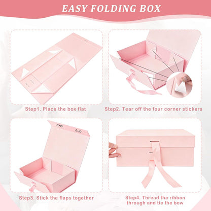 Pink Magnetic Gift Box for Present Medium Gift Boxes with Lid for Women