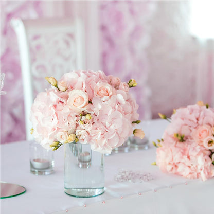 26 Pieces Hydrangea Artificial Flowers Pink Silk Flowers Artificial Flowers Heads with Stems for Home Wedding Party Decorations