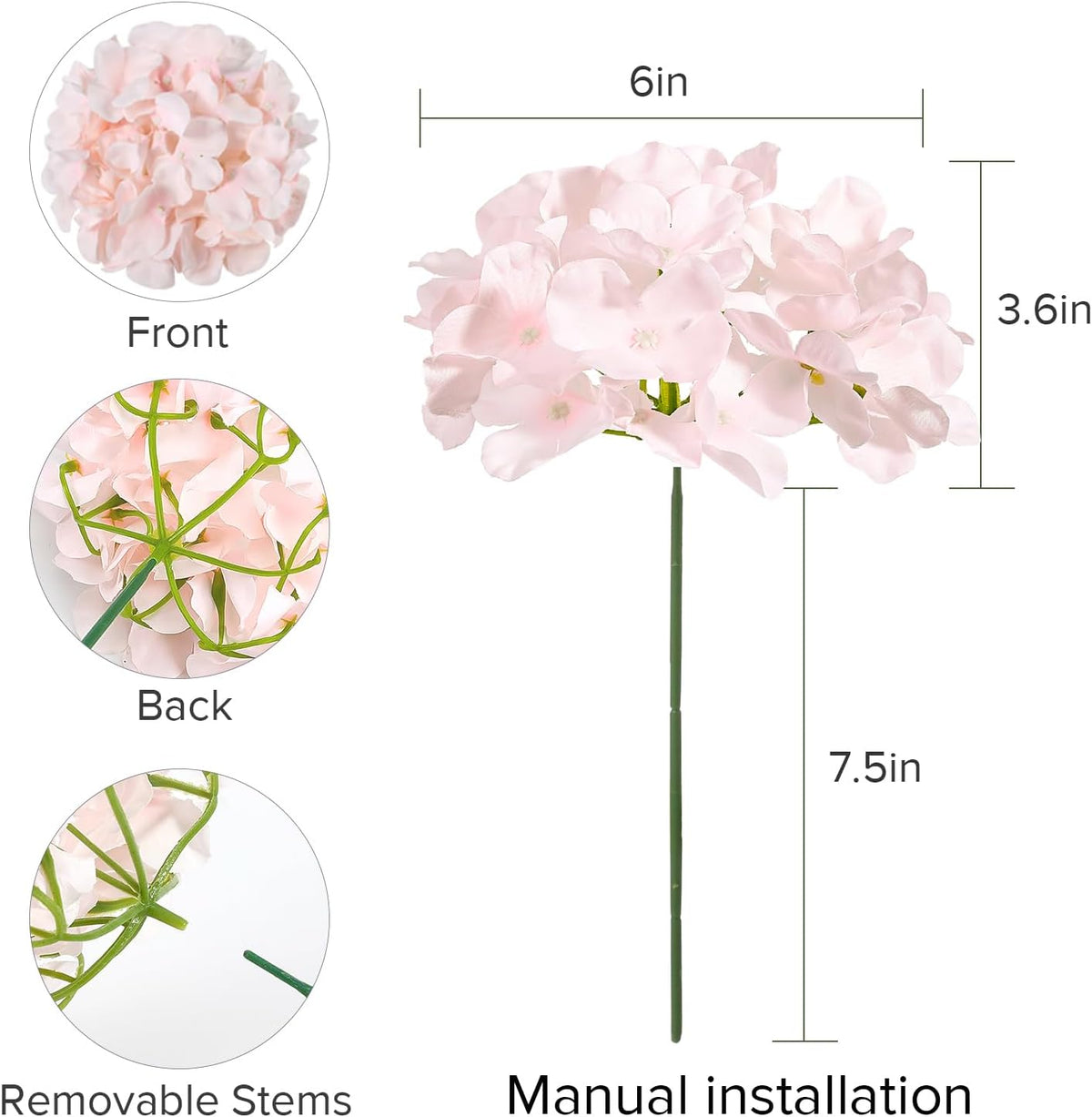 26 Pieces Hydrangea Artificial Flowers Pink Silk Flowers Artificial Flowers Heads with Stems for Home Wedding Party Decorations