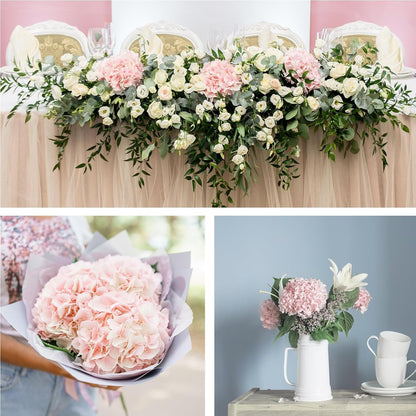 26 Pieces Hydrangea Artificial Flowers Pink Silk Flowers Artificial Flowers Heads with Stems for Home Wedding Party Decorations