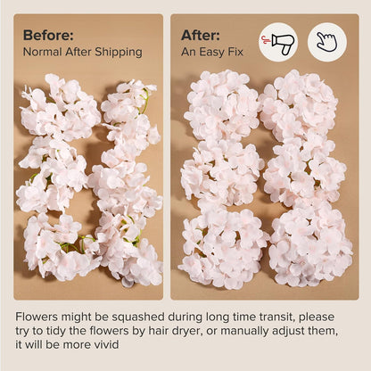 26 Pieces Hydrangea Artificial Flowers Pink Silk Flowers Artificial Flowers Heads with Stems for Home Wedding Party Decorations