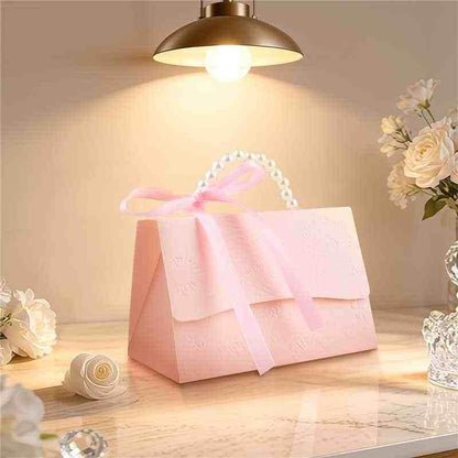 24Pcs Pink Pearl Paper Gift Boxes, Elegant Candy Favor Boxes with Ribbon for Wedding, Bridal Shower, Birthday, Baby Shower 5.12"x3.35"x2.95"