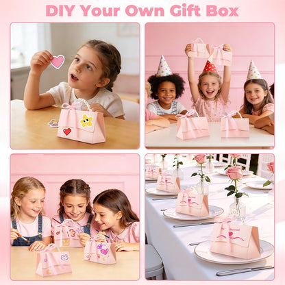 24Pcs Pink Pearl Paper Gift Boxes, Elegant Candy Favor Boxes with Ribbon for Wedding, Bridal Shower, Birthday, Baby Shower 5.12"x3.35"x2.95"