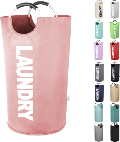Large Laundry Basket, Laundry Hamper Bag with Handles, 95L, Pink