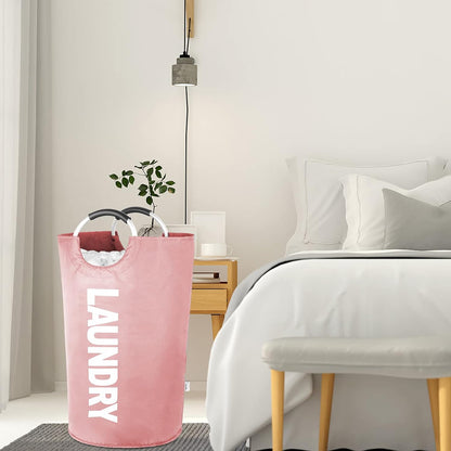 Large Laundry Basket, Laundry Hamper Bag with Handles, 95L, Pink