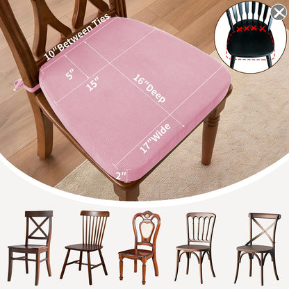 Dining Chair Cushions, Pink, 17"x16", Set of 4