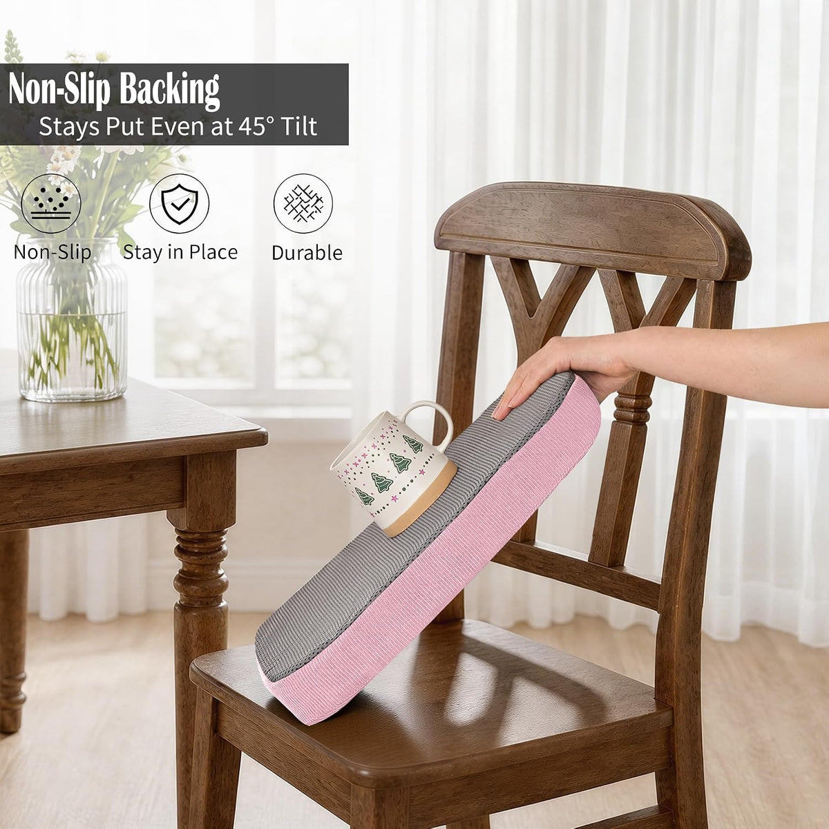 Dining Chair Cushions, Pink, 17"x16", Set of 4