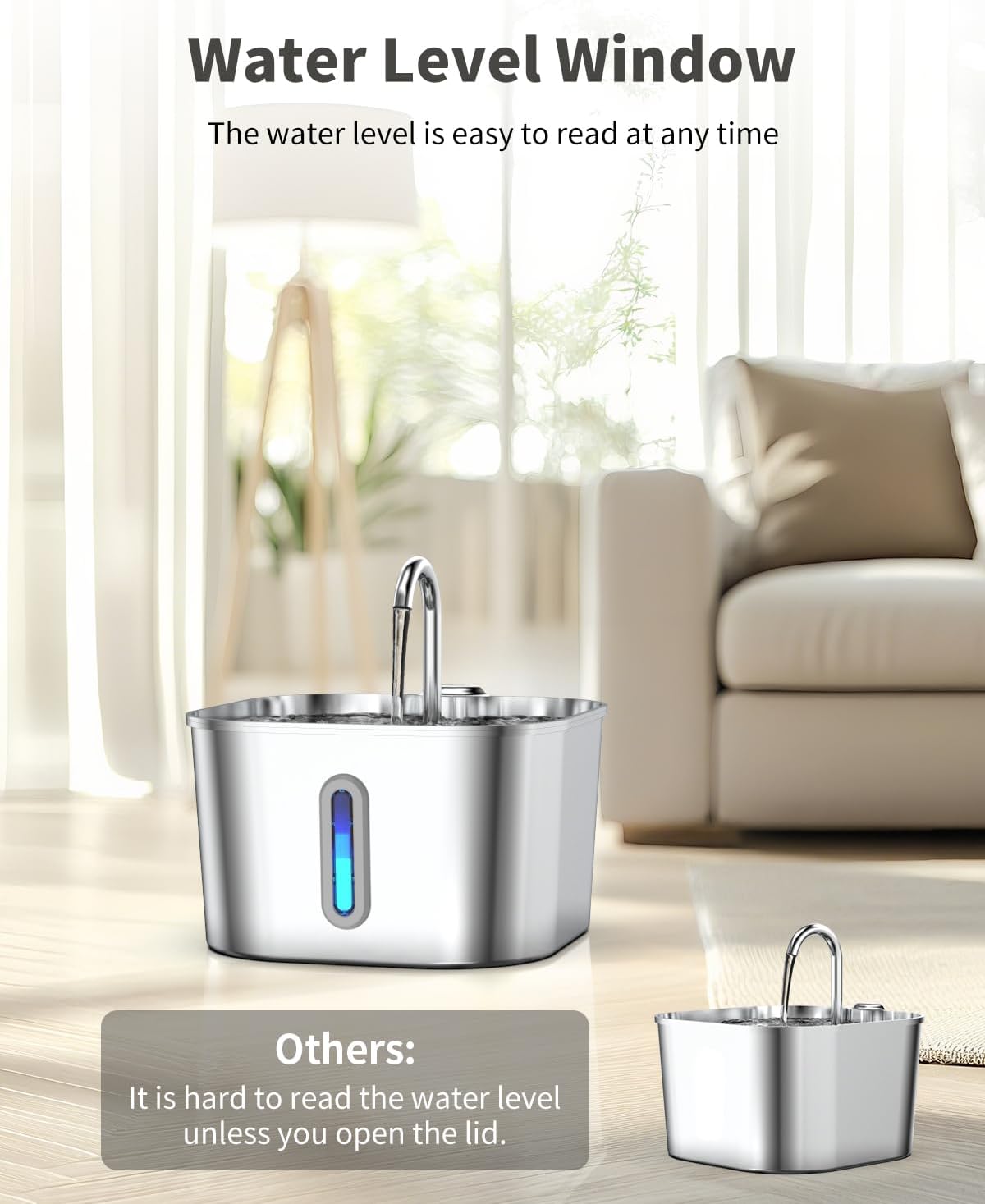 Lawfery Cat Water Fountain Stainless Steel, 74oz/2.2L Automatic Cat Drinking Fountain, Pet Water Dispenser with Quiet Pump, Suitable for Cats, Dogs and Multi-pet households