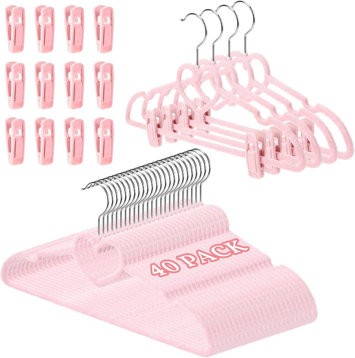 for you 20 Pcs Velvet Clothes Hangers with 20 Pcs Clips Non Slip Pink Cute Heart Hanger 360 Degree Swivel Hook Space Saving Felt Heart Drying Rack for Women Pant Jacket Shirt Skirt Suit Dress