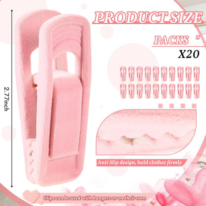 for you 20 Pcs Velvet Clothes Hangers with 20 Pcs Clips Non Slip Pink Cute Heart Hanger 360 Degree Swivel Hook Space Saving Felt Heart Drying Rack for Women Pant Jacket Shirt Skirt Suit Dress