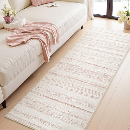 2x6 Pink Runner Rug Machine Washable Non Slip Area Rug Distressed Neutral Moroccan Boho Rug Ultra Soft Floor Runners for Hallways for Entryway Laundry Room Kitchen