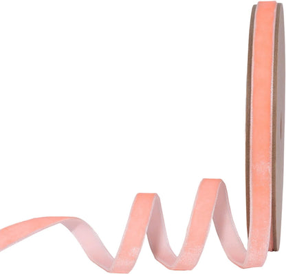 Peach Pink Thin Velvet Ribbon, 3/8" Wide for Gift Wrapping Crafts