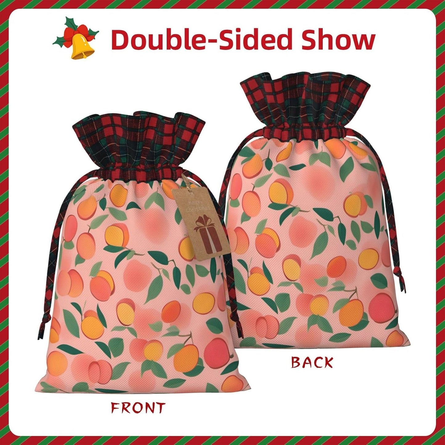 MDATT Pink Peach Pattern Seamless Pattern 1 Drawstring Gift Bags,5 X 7 Inch Goodie Bags For Wedding Party,Christmas Birthday Halloween Decor