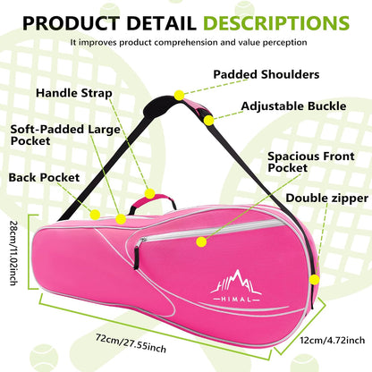 3 Racquet Tennis Bag Tennis Racket Bag for Men Women