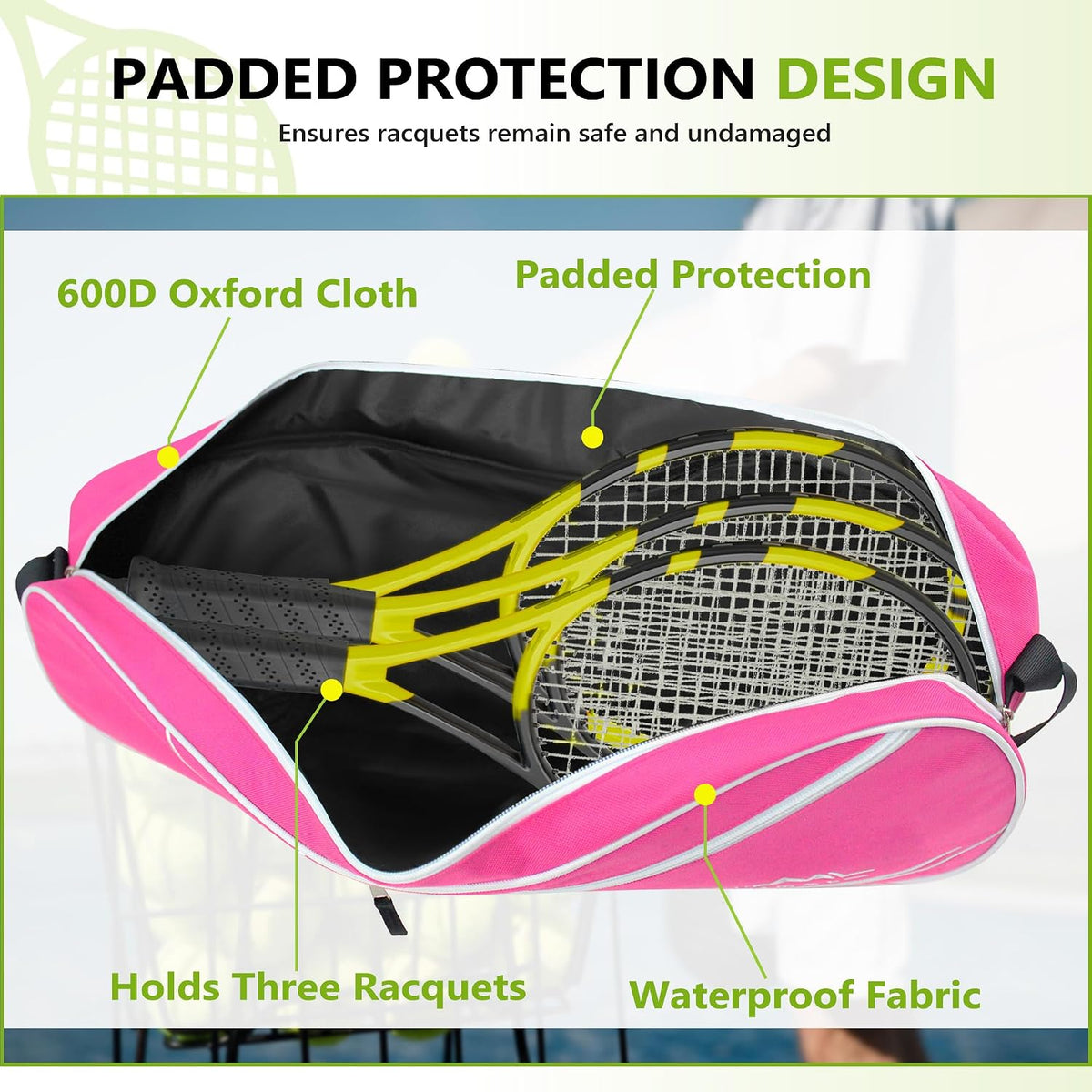 3 Racquet Tennis Bag Tennis Racket Bag for Men Women