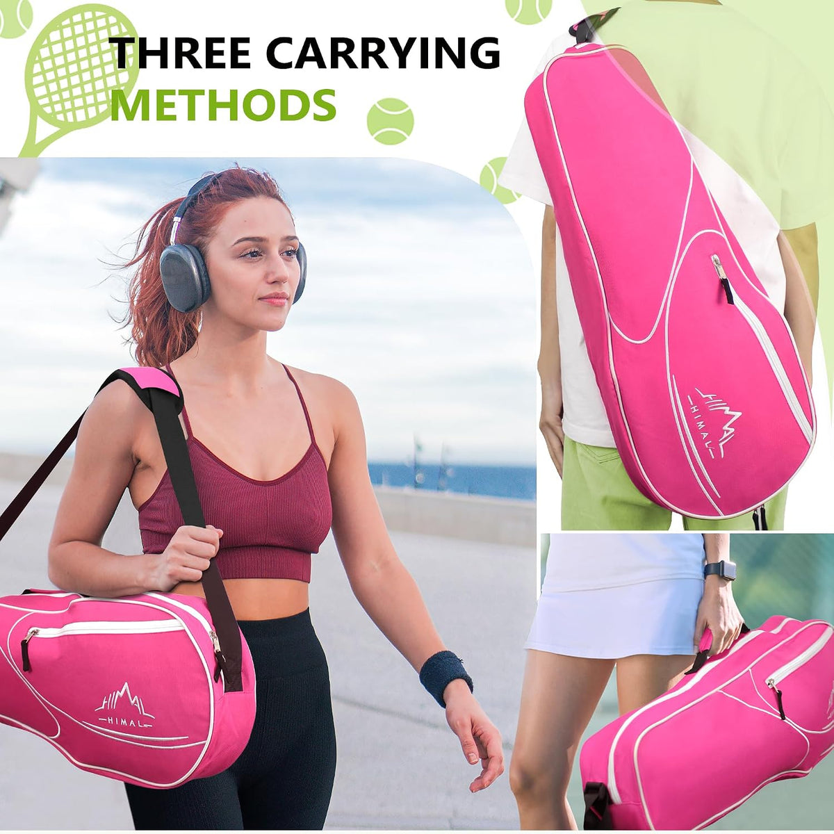 3 Racquet Tennis Bag Tennis Racket Bag for Men Women