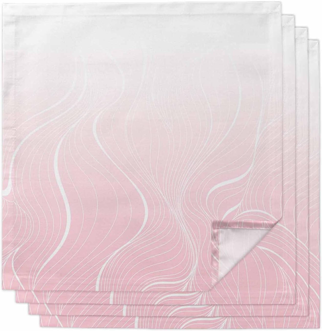 Cloth Napkins Set of 4 Ombre Pink Stripes Cocktail Napkins Striped Lines Waves Washable Reusable Soft Dinner Table Napkins for Dinner Party Banquet Hotel Holiday Everyday Use 20x20 Inch