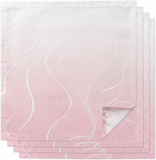 Cloth Napkins Set of 4 Ombre Pink Stripes Cocktail Napkins Striped Lines Waves Washable Reusable Soft Dinner Table Napkins for Dinner Party Banquet Hotel Holiday Everyday Use 20x20 Inch