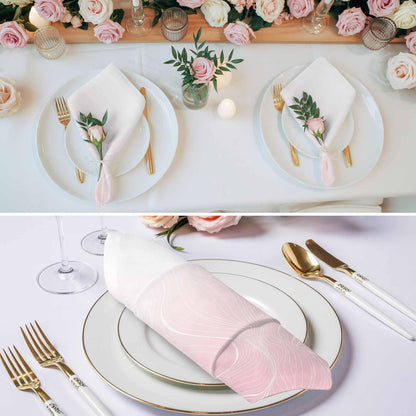 Cloth Napkins Set of 4 Ombre Pink Stripes Cocktail Napkins Striped Lines Waves Washable Reusable Soft Dinner Table Napkins for Dinner Party Banquet Hotel Holiday Everyday Use 20x20 Inch