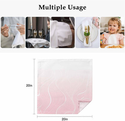 Cloth Napkins Set of 4 Ombre Pink Stripes Cocktail Napkins Striped Lines Waves Washable Reusable Soft Dinner Table Napkins for Dinner Party Banquet Hotel Holiday Everyday Use 20x20 Inch