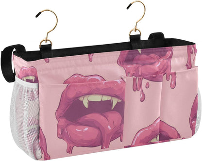 Bright Pink Lips Mouths Bedside Caddy Bedside Organizer Bedside Storage Caddy College Dorm Bed Accessories