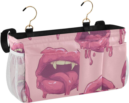 Bright Pink Lips Mouths Bedside Caddy Bedside Organizer Bedside Storage Caddy College Dorm Bed Accessories