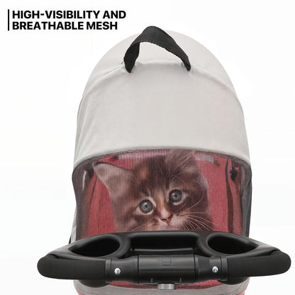 Foldable Pet Stroller for Small & Medium Dogs, Pink