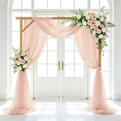 Peach Wedding Arch Drapes 2 Panels 20FT Wedding Arch Draping Fabric Chiffon Fabric Drapery Arch Decorations for Ceremony Wedding Backdrops for Reception Bridal Archway Ceiling Drapes Swag Decor
