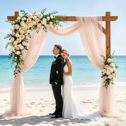 Peach Wedding Arch Drapes 2 Panels 20FT Wedding Arch Draping Fabric Chiffon Fabric Drapery Arch Decorations for Ceremony Wedding Backdrops for Reception Bridal Archway Ceiling Drapes Swag Decor