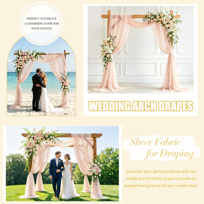 Peach Wedding Arch Drapes 2 Panels 20FT Wedding Arch Draping Fabric Chiffon Fabric Drapery Arch Decorations for Ceremony Wedding Backdrops for Reception Bridal Archway Ceiling Drapes Swag Decor