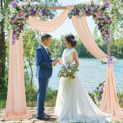 Peach Wedding Arch Drapes 2 Panels 20FT Wedding Arch Draping Fabric Chiffon Fabric Drapery Arch Decorations for Ceremony Wedding Backdrops for Reception Bridal Archway Ceiling Drapes Swag Decor