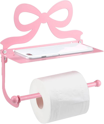 Pink Bow Toilet Paper Holder Wall Mount for Bathroom