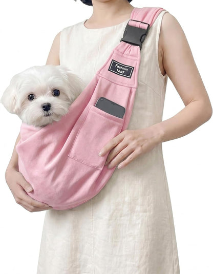 Adjustable Pet Sling Carrier, Anti-Escape Bag for Small Dogs & Cats, Pink