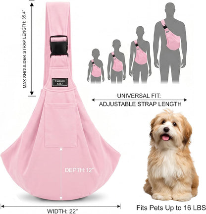 Adjustable Pet Sling Carrier, Anti-Escape Bag for Small Dogs & Cats, Pink