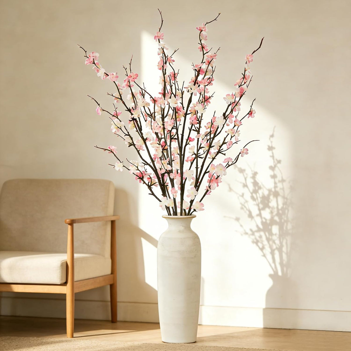 4 Pcs Cherry Blossom Branches 39 Inch Pink Fake Flowers Spring Decorations for Home Decor, Artificial Flowers Long Stem Branches for Vase Wedding Office Party Table Decor Centerpieces