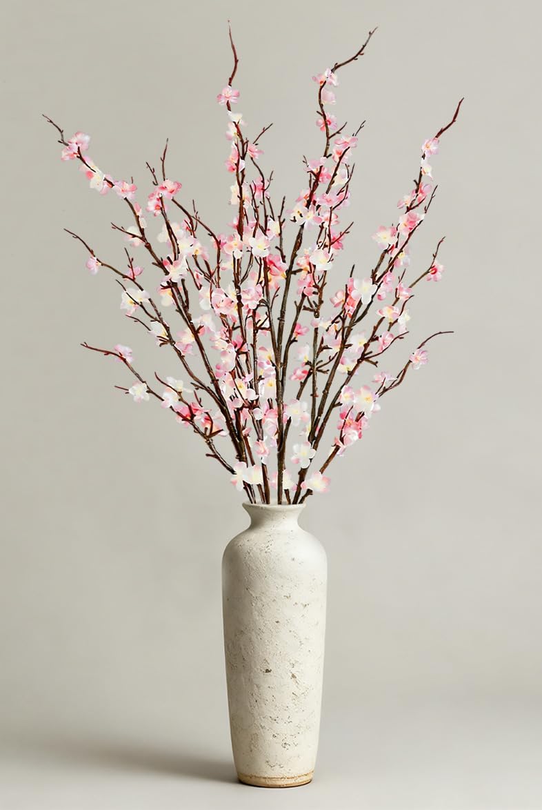 4 Pcs Cherry Blossom Branches 39 Inch Pink Fake Flowers Spring Decorations for Home Decor, Artificial Flowers Long Stem Branches for Vase Wedding Office Party Table Decor Centerpieces