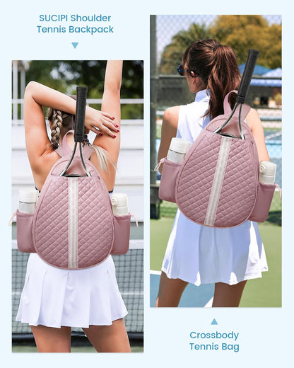 Tennis Bag, Quilted Tennis Bag for Women, Tennis Racket Backpack Bag