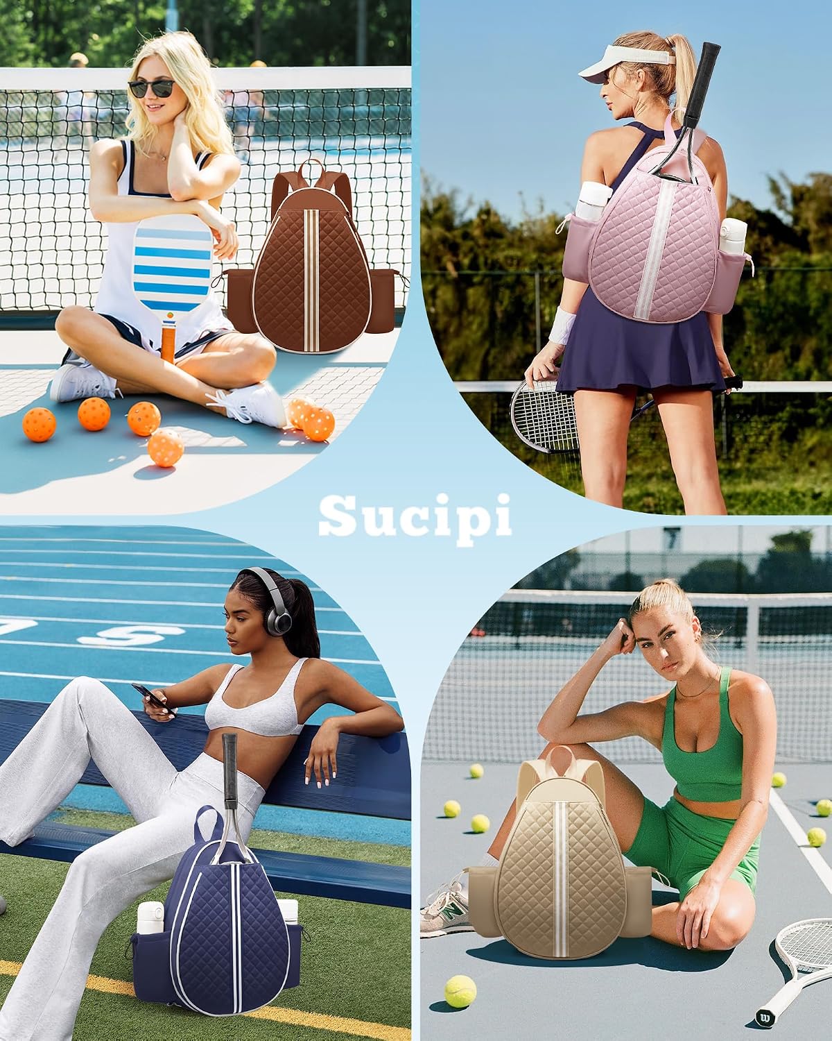Tennis Bag, Quilted Tennis Bag for Women, Tennis Racket Backpack Bag