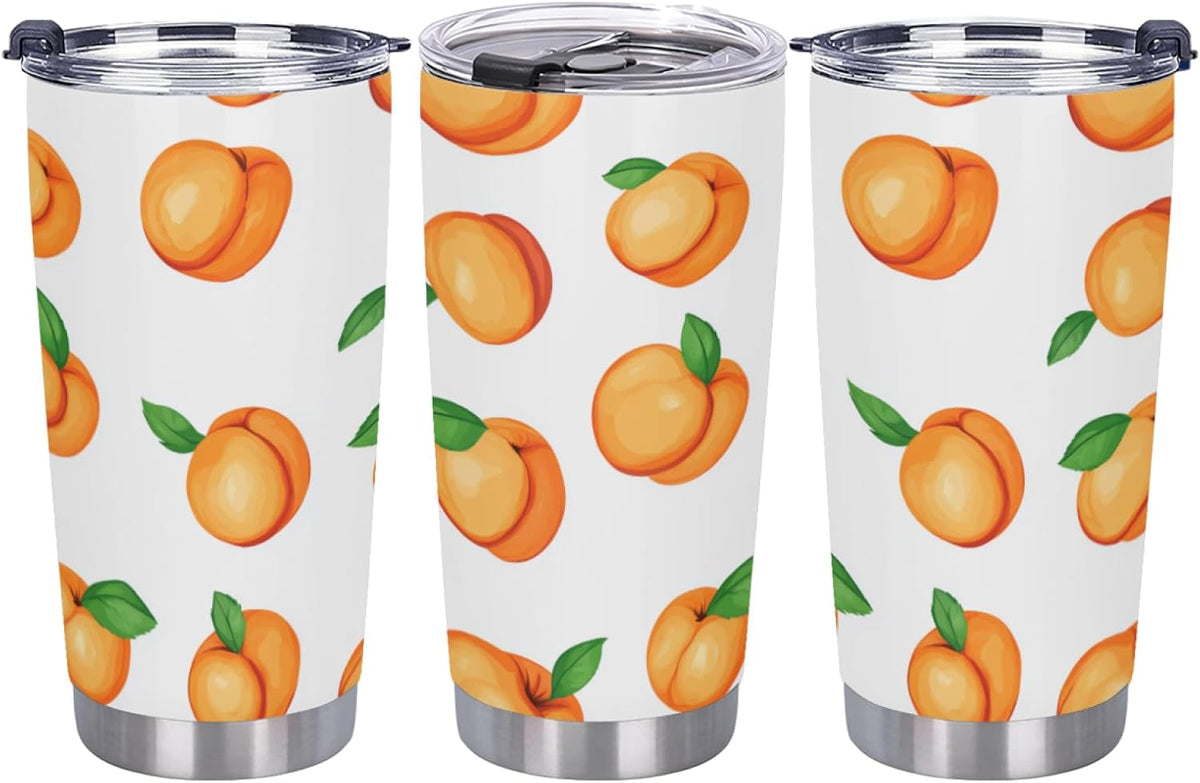 Watercolor Peach 20oz Tumbler with Lid and Straw Insulated Coffee Mug Stainless Steel Travel Cups for Women Men