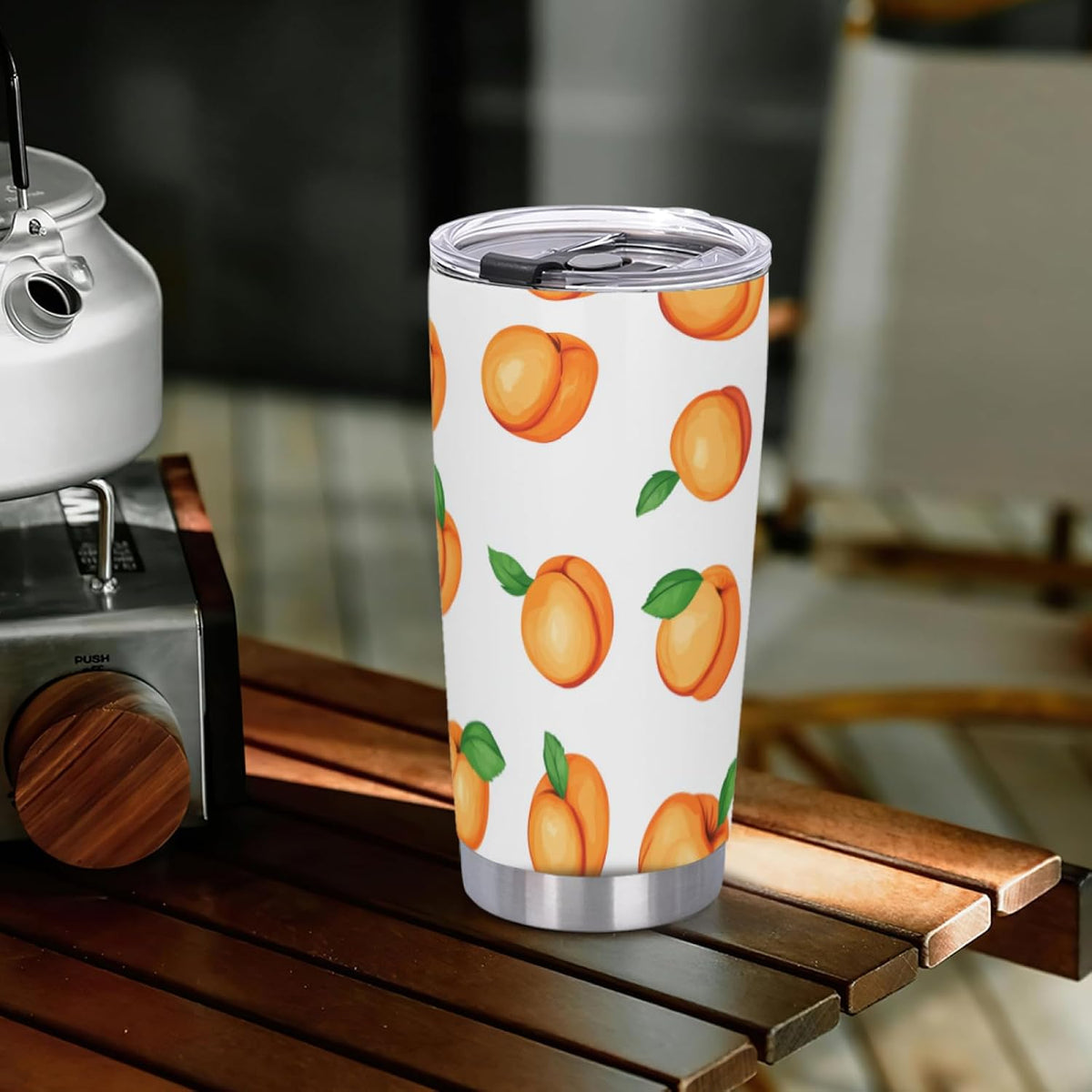 Watercolor Peach 20oz Tumbler with Lid and Straw Insulated Coffee Mug Stainless Steel Travel Cups for Women Men