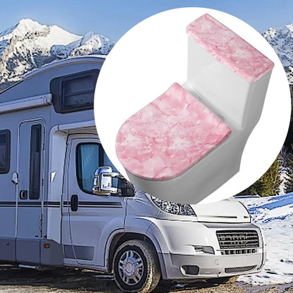 Pink Marble Toilet Lid Covers Polyester Fabric Bathroom Covers Elastic Bottom Soft and Breathable Seat Covers Toilet Seat Cover Set Universal for Most Toilet Bowl Lids