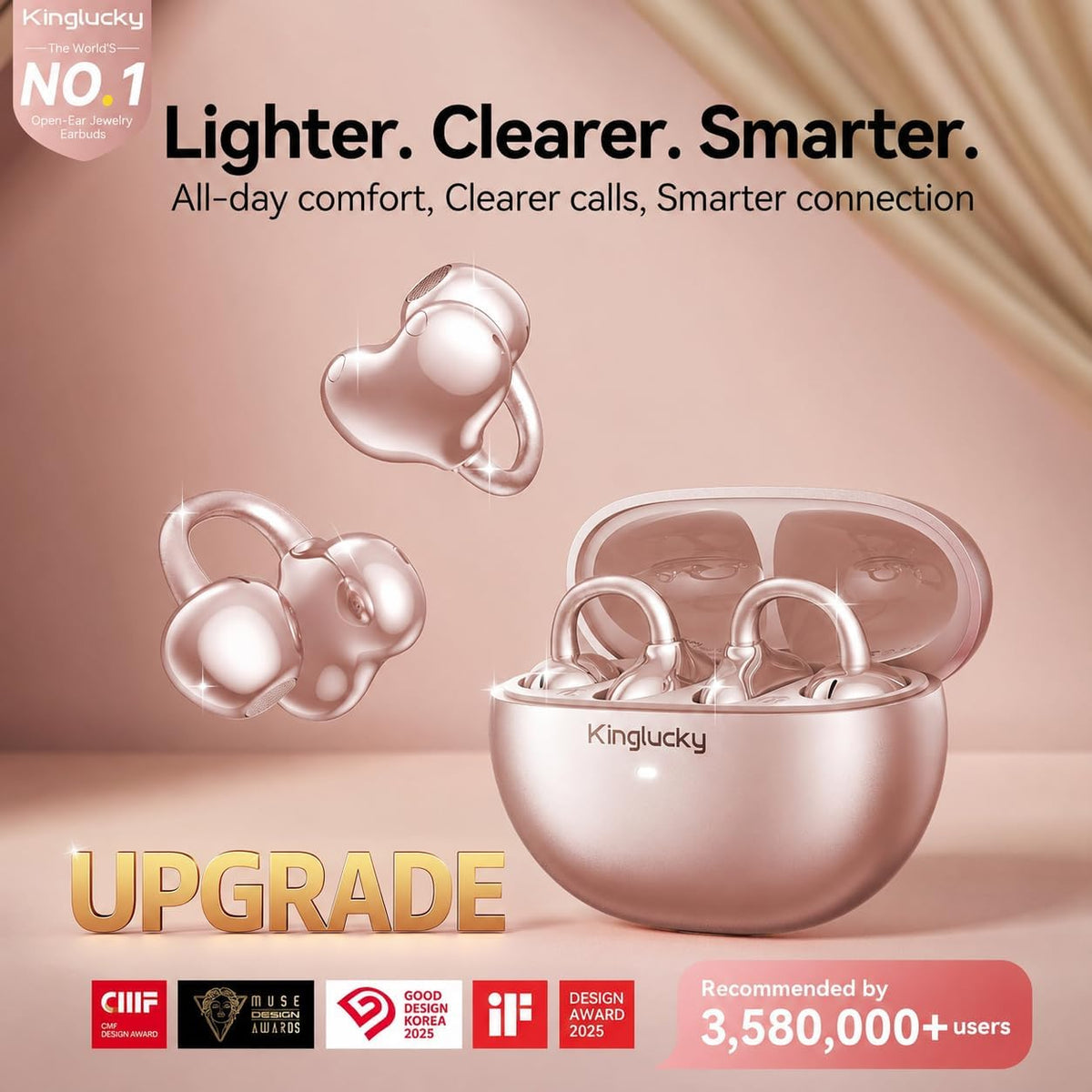 Upgraded Clip-On Earbuds, Open Ear Wireless Earbuds Bluetooth 6.0