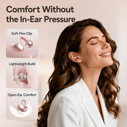 Upgraded Clip-On Earbuds, Open Ear Wireless Earbuds Bluetooth 6.0